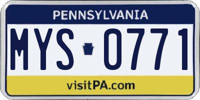 PA license plate MYS0771