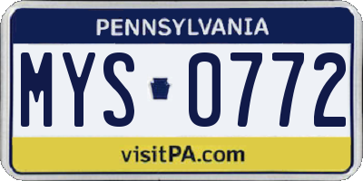 PA license plate MYS0772