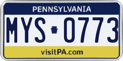 PA license plate MYS0773