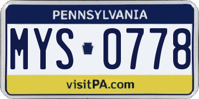 PA license plate MYS0778