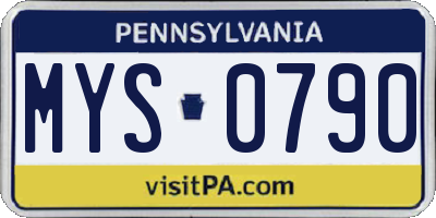 PA license plate MYS0790