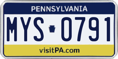 PA license plate MYS0791