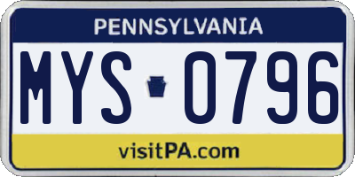 PA license plate MYS0796