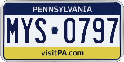 PA license plate MYS0797