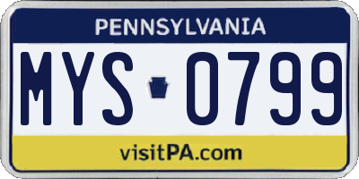 PA license plate MYS0799