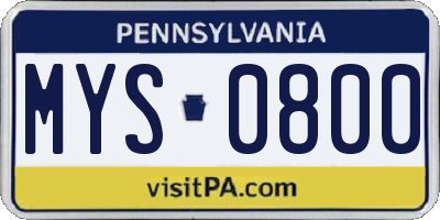 PA license plate MYS0800