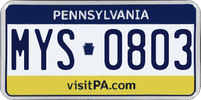 PA license plate MYS0803