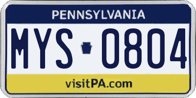 PA license plate MYS0804
