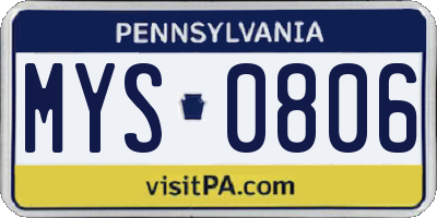 PA license plate MYS0806