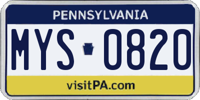PA license plate MYS0820