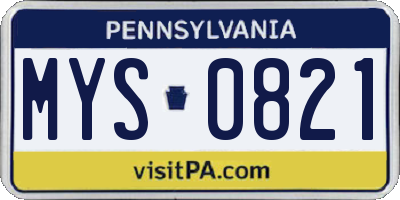PA license plate MYS0821