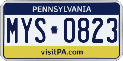 PA license plate MYS0823