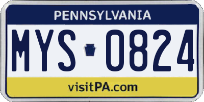 PA license plate MYS0824