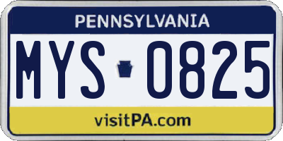 PA license plate MYS0825