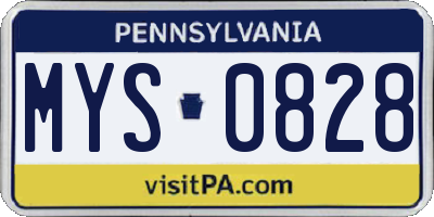 PA license plate MYS0828