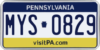 PA license plate MYS0829