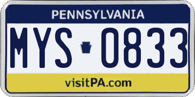 PA license plate MYS0833