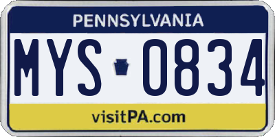 PA license plate MYS0834