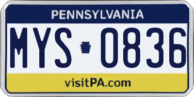 PA license plate MYS0836