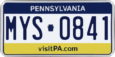 PA license plate MYS0841