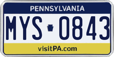 PA license plate MYS0843
