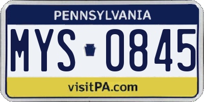 PA license plate MYS0845