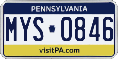 PA license plate MYS0846