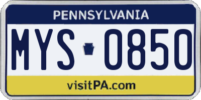 PA license plate MYS0850