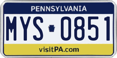 PA license plate MYS0851