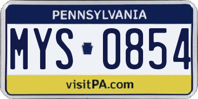 PA license plate MYS0854