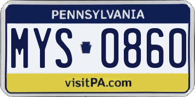 PA license plate MYS0860