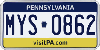 PA license plate MYS0862