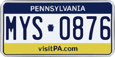 PA license plate MYS0876