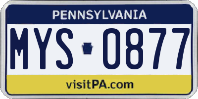 PA license plate MYS0877