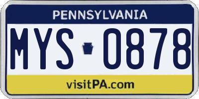PA license plate MYS0878