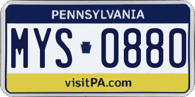 PA license plate MYS0880