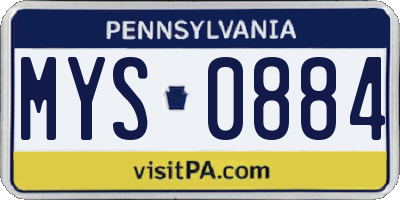 PA license plate MYS0884