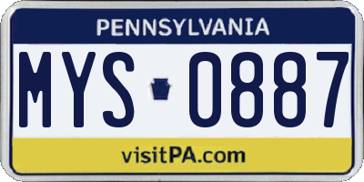 PA license plate MYS0887