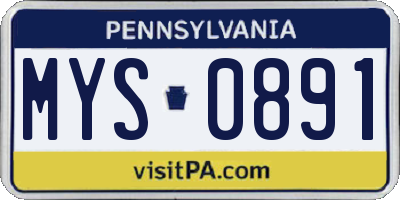 PA license plate MYS0891