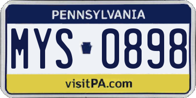 PA license plate MYS0898