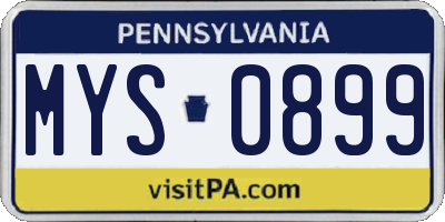 PA license plate MYS0899