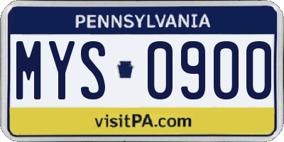 PA license plate MYS0900