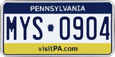 PA license plate MYS0904