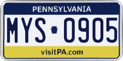 PA license plate MYS0905