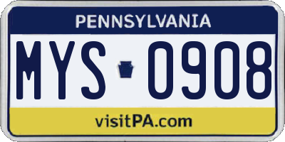 PA license plate MYS0908
