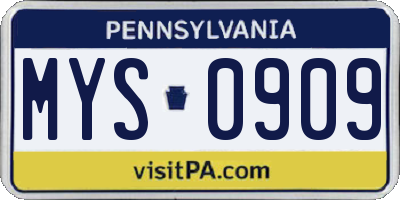 PA license plate MYS0909
