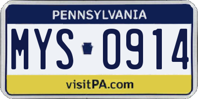PA license plate MYS0914