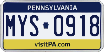 PA license plate MYS0918