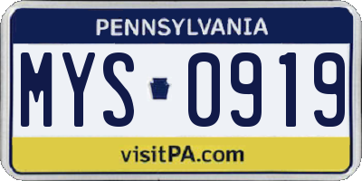 PA license plate MYS0919
