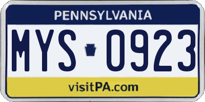 PA license plate MYS0923